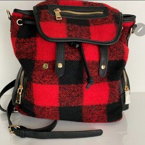 Red and Black Buffalo Plaid Backpack Purse